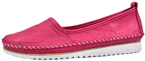 Andrea Conti Damen Slipper Leder klassisches Design mit Keilabsatz 0021713, Größe:38 EU, Farbe:Rosa