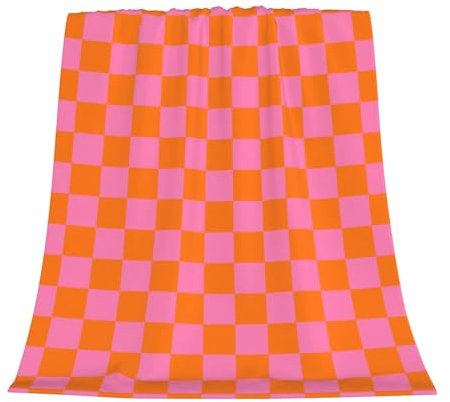 Nextchange Superweiche Überwurfdecke für Couch, Schachbrett, leicht, warm, gemütlich, Flanell-Fleece-Decken, Karierte Decke für Mädchen, Frauen, für Bett, Sofa, ganzjährig, 152,4 x 203,2 cm, Rosa /