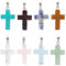 SUNNYCLUE 1 Box 16 Stück 8 Farben Stein Kreuz Charms Bulk Kreuz Edelstein Charm Quarz Naturkristall Verschiedene Bergsteine Kreuz Charm Für Schmuckherstellung Charms DIY Halskette Ohrringe Erwachsene