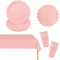 53PCS Papiergeschirr Rosa Papier Geschirr Set Party Weihnachts Party Geschirr Set, Rosa Tischdecke Rechteckig,Pappteller,Servietten,Pappbecher für Geburtstag,Hochzeiten,Weihnachten Dekoration