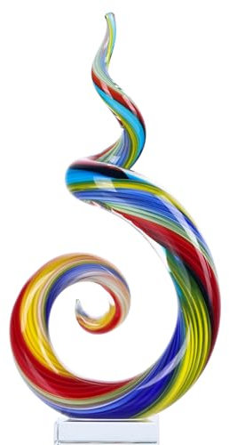 XMGZQ Escultura de vidrio soplado a mano,Decoración de escultura de cristal de Murano,Estatua y figura de vidrio estilo Murano maravilloso regalo,Colores azul y verde rojo amarillo