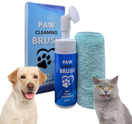 Hundepfotenreiniger, umweltfreundlich, inklusive Handtuch, Bürste mit Schaumstoff, Trockenreinigung, Hundekissen, kein Wasser oder Spülen erforderlich, entfernt Schmutz und Bakterien, reinigt