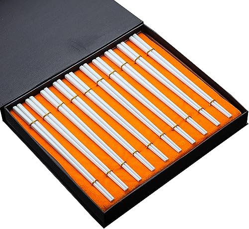 Palillos Reutilizables, Palillos Reutilizables, Palillos Palillos Desechables Reutilizables Palillos De China De Hueso Antideslizantes De 25 Cm Para Uso Doméstico, Juego De Caja De Regalo De Palillo