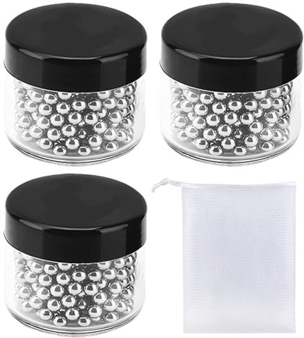 MAXQUU 3 Cajas De Perlas De Limpieza 1200,Equipado Con Una Pequeña Bolsa De Malla Y Perlas De Limpieza De Acero Inoxidable Sin Costuras,Adecuado Para La Limpieza De Jarrones,Decantadores Y Botellas