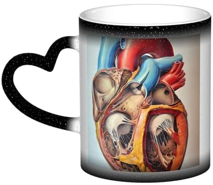 OrcoW Heat Sensitive Colour Changing Mug Human Anatomy Heart Chart Printed Ceramic Mug Novelty Heat Sensitive Cup Personalized Gifts for Birthday Anniversary Christmas 13 Oz