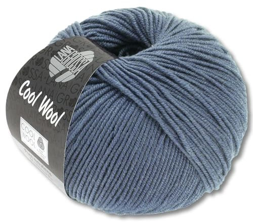 Frida's Wollhaus Lana Grossa 50 g Cool Wool Merinowolle Wolle Garn Häkeln Stricken 38 Farben (2037 | Graublau)
