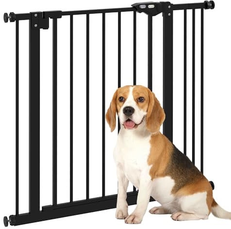 PawHut Dog Gate, Pressure Fit Stair Gate with Auto Closing Door, for Doorways, Hallways, 74-87cm Openings, Black