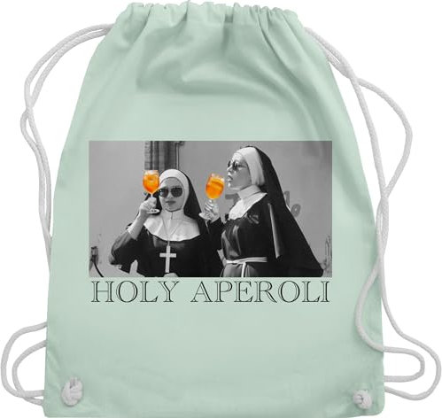 Turnbeutel Rucksack - Karneval & Fasching - Taschen - Holy Aperol I Holy Aperoli I Holy Spritz Mädelsabend I Ladies Night - Unisize - Pastell Grün - tasche karnevalsbeutel faschings nonnen beutel