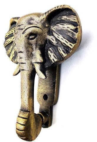 5MOONSUN5's Elephant Door Knocker Door Knocker for Front Door | Antique Finish Solid Cast Iron Door Knockers with Strike Plate Decorative Hardware for Doors,