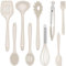 Joyfair Küchenhelfer Set, 9 Stück Küchenutensilien Silikon, Hitzebeständiges Kochutensilien Kochgeschirr Set mit Pfannenwender Schneebesen Grillzange, Antihaft Kochbesteck zum Kochen & Backen - Khaki