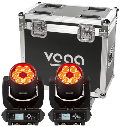 LED Moving Head Set, 2x VEGA 3WAY PRO Scanner, RGBW Farbmischung, 240W, 17 DMX Kanäle, inkl. TOUR CASE, geeignet für Bühnenbeleuchtung und Events