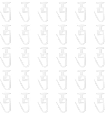 uxcell Vorhangschiene, PVC-Umlenkrolle mit Öffnungshaken, Deckenvorhang, Gleitrolle für Türen, Duschvorhangschienen, Weiß, 30 Stück