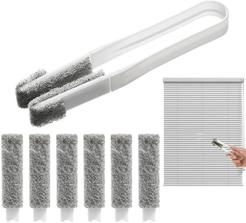 Lamellenreiniger Bürste Lamellenreinigungszange Zur Reinigung Von Jalousien, Lamellen Und Raffstoren, Raffstore Reinigungsbürste Mit 6 Ersatzköpfen