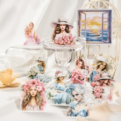 180pcs Scrapbooking Zubehör Stickers,Girls & Blumen Design Adhesive Stickers Bullet Journal Zubehör Aufkleber für DIY Scrapbooking,Journaling ,Photo Album,Calendar, Notebook Album Sticker