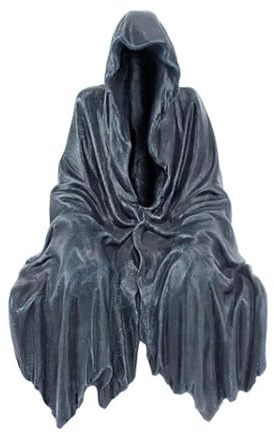 GJFASGF Sensenmann-Statue, Bücherregal-Dekoration, Halloween-Gothic-Dekorationen, schwarzes Gewand, gruselige Harzfigur, Heimdekoration