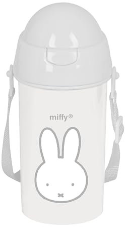 Safta MIFFY NIEBLA - Selbstöffnende Trinkflasche mit Strohhalm, Wasserflasche, BPA-frei, mit Umhängetasche, bequem und leicht, 500 ml, 7,3 x 19,5 cm, Steingrau