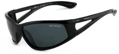 Rennec Sport Sonnenbrille Polarisiert Schwarz Silber Verspiegelt Sportbrille Leichte Radbrille Anglerbrille Wrap Around Schnelle Brille
