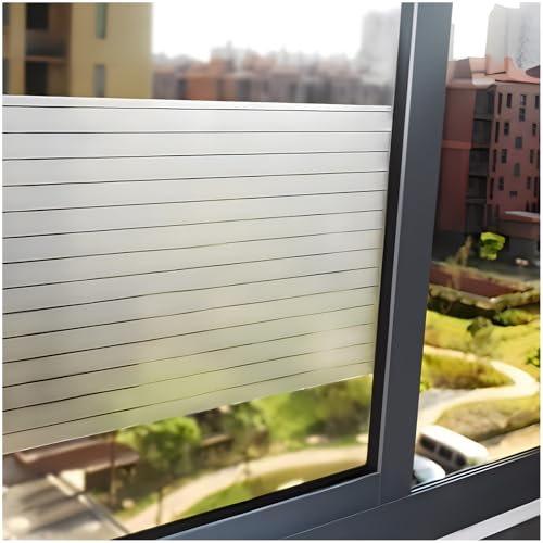 Lifetree Fensterfolie Streifen Blickdicht Sichtschutzfolie: Selbstklebend Fenster mit Statischer Haftung ohne Klebstoff Milchglasfolie Folie Anti-UV Für Zuhause Büro Statisch Folie 60x400cm