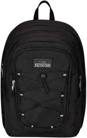 Seven Zaino Doppio Scomparto Imovepack, Nero, Con Tasca Porta Borraccia, Scuola e Viaggio, Medie e Superiori, Bambini e Ragazzi