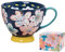 JINTN Large Floral Printed Bone China Footed Mugs - Breakfast, Tea, Coffee, Soup and Cereal Mugs