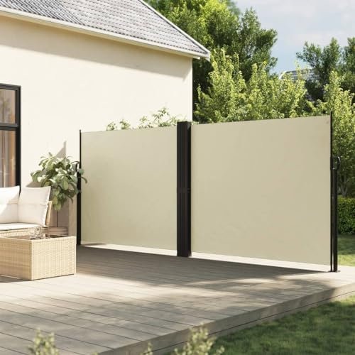 Juroupi Seitenmarkise Ausziehbar Sichtschutz Garten Sichtschutz Ausziehbar Balkon Seitenmarkise Creme 180x1200 cm