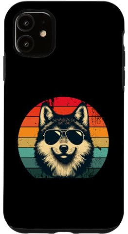 Hülle für iPhone 11 Cooler Retro-Wolf in Sonnenbrille, 70er, 80er, 90er, Neuheit, lustiger Wolf