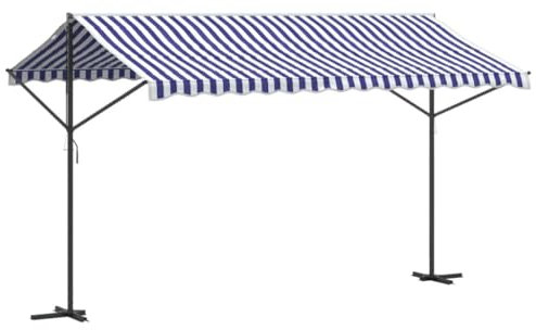 vidaXL Tenda da Sole Blu e Bianca 400x300 cm in Tessuto e Acciaio, Tenda da Patio, Tenda da Sole per Finestra, Tenda da Sole da Esterno