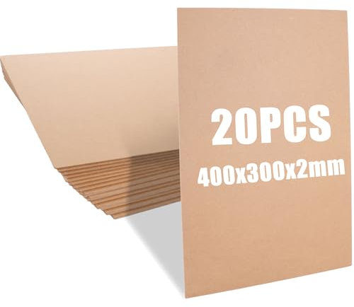 DAJAVE Lot de 20 panneaux MDF de 400 x 300 mm, 2 mm d'épaisseur pour travaux manuels, peinture, modélisation, projets de bricolage