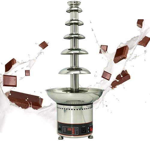 Chocolate Fondue Fountain, 304 Stainless Steel Commercial Chocolate Waterfall Machine with Temperature Control - Perfect for Ranch, Liqueurs, BBQ Sauce, Nacho Cheese!