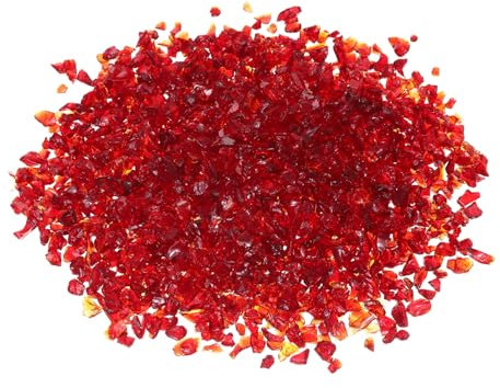 QUARKZMAN 0,66 Pfund Feuerglasstein, 3-6mm Hochglanz reflektierende Feuerstelle Glassteine für Kamin Feuertisch Haus Garten Dekoration, Vasenfüller, Landschaftsgestaltung, Rot