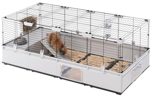 Ferplast Cage pour Lapins, Cage pour cochons d'Inde, cobayes, Modular 3, Extensible, Grande Cage à Lapin, Accessoires Inclus, Facile à Nettoyer, 144 x 72 x h 56 cm