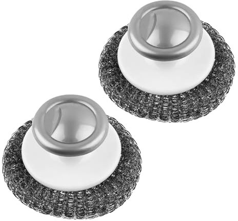 Paquete de 2 estropajos de lana de acero inoxidable, estropajo de lana de acero para cocinas, baños y ollas de cocina, sartenes, fregadero (gris)