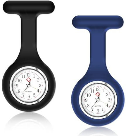 Pennle Nurse Watch Brooch, Health Care Nurse Doctor Paramedic Medical Industry Brooch Fob Watch, Professionals Silicone Nurses Watches with Pin/Clip, Easy to Carry (Navy+Black)