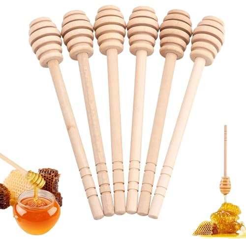 EVDZNA Lot de 50 cuillères à miel en bois - Mini cuillère à miel de 15 cm - Mélangeur à miel en bois - Mélangeur à miel avec fente - Pour collecter et distribuer le miel, confiture, sirop