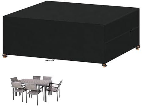 VANSHEIM Abdeckung für Gartenmöbel Wasserdichte Schutzhülle Gartenmöbel Abdeckplane für Gartentische Terrassenmöbel, Regenschutz und Staubfest, 420D Oxford Gewebe Gartenmöbel Abdeckung 220x100x75cm