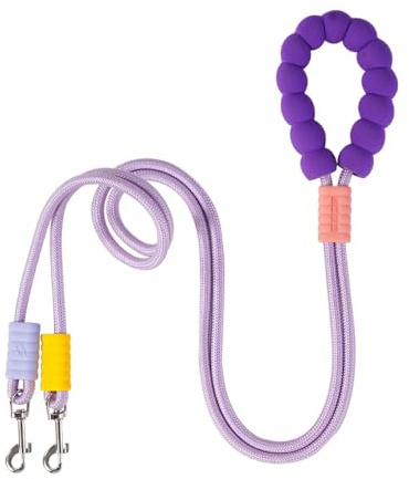 Guinzaglio Doppio per Cani, 6,5ft Guinzagli per Cane in Nylon Anti-groviglio con Impugnatura Morbida e 2 Ganci Girevole 360° per 2 Cani di Piccola Media e Grande Camminate Addestramento