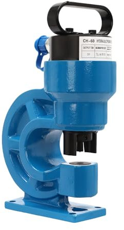 Hydrauliskt hålverktyg stansmaskin med 31T-effekt 95 mm halsöppningsdjup för järn koppar aluminium, 4 stansverktyg och ihålig platta (blå)