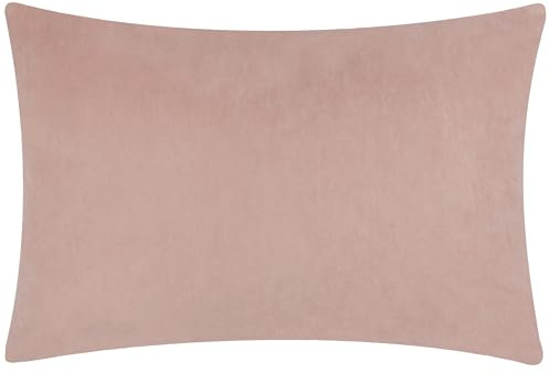 Yard Darland Velvet Polyester Filled Cushion (Dusty Rose, 40 x 60 cm) | Soft Velvet Oblong Cushion Cover Contrast Linen-Look Reverse Hidden Zip