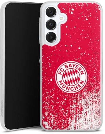 Slim Case kompatibel mit Samsung Galaxy A 16 5G Silikon Handyhülle transparent Hülle extra dünn FC Bayern München Offizielles Lizenzprodukt FCB
