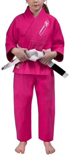 Hayabusa Essential Jiu Jitsu Gi Kids, Pearl Weave, Includes BJJ White Belt, IBJJF Compliant, Lightweight and Durable - Pink, Y1