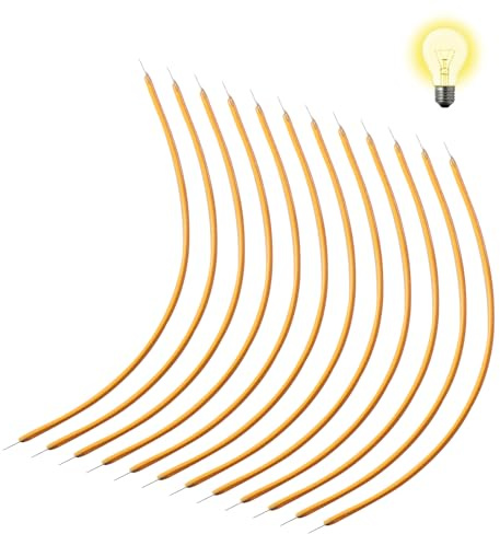 Editbar 12 Stück LED Glühbirnen Filament 24V, 2700K, Warmweiß Licht (130mm) | Flexible Filament Lampenteile für LED-Dioden, Glühbirnen, DIY Spielzeug, Dekorative Beleuchtung und Camping