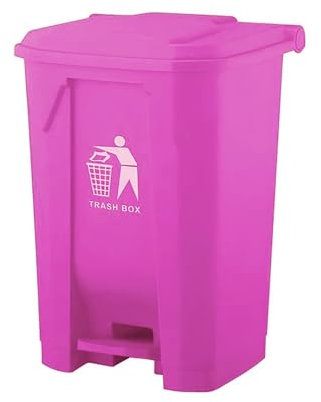 BURAKH Recycling Dustbin 80L Pink Rubbish Pedal Bin Waste Trash Kitchen Home Office Pedal Bin Waste Trash Kitchen Indoor Outdoor Rubbish and Waste Bin with Pedal Home Office (80 Litre Pink)