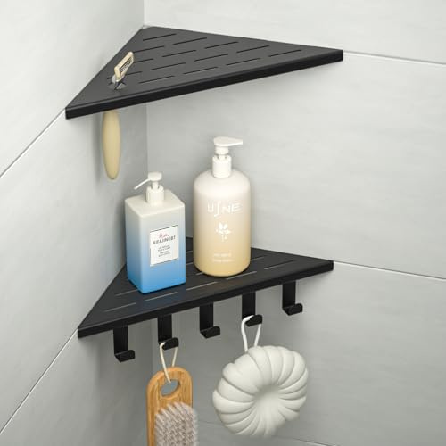 Bernkot Eck-Duschregal Edelstahl 304,Eckregal Dusche für geflieste Wände | 25,4 cm Duschablage Ecke für Badrenovierung, Eckablage Dusche für geflieste Wände, schwarz