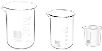 3stk Abgestufter Messbecher Glas Becherglas 25ml 50ml 100ml Set für Labor Küche