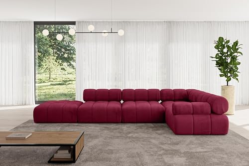 ALTDECOR Modulares Sofa Ecksofa in L-Form Corner modular Sofa Eckcouch Couch Wohnlandschaft Cauchsofa Polstersofa Felto-L2-380x190x70 cm Bordeauxrot