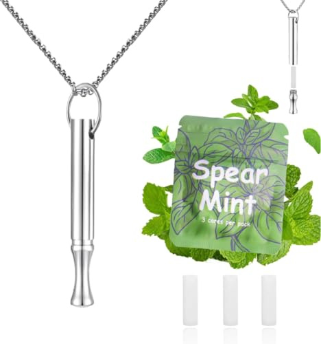 ADASTONE Breathing Necklace to Replace Bad Habit with 3pcs Refillable Mint Pods, Habit Support Necklace for Stress Relief Sensory Fidget for Adults