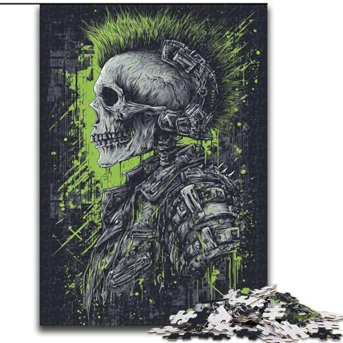 Heavy Metal Skull Puzzle 1000 Teile für Teenager, Lernspiele, Heimdekoration, einzigartige Heimdekoration und Geschenke (26x38cm)