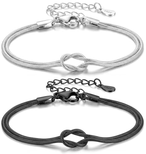 2 Stück Freundschaftsarmbänder Knoten Armband Damen, Partner Armbänder