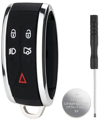 For Jaguar XF Key Fob Case, Key Shell Cover for Jaguar XK XKR XFR | 5 Buttons Replacement Key Case Cover with CR2032 Battery ABS Remote Protection for Jaguar X-Type S-Type, Jaguar 2007-2012