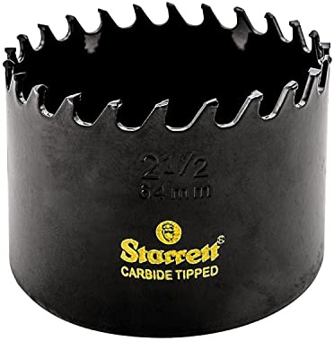 Starrett Tungsten Carbide Tipped Hole Saw - CT212 Deep Cut Holesaw Cutter - For Wood Suspended Flooring Reinforced Concrete & Fibreglass - 64MM